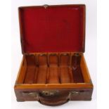 Oak and leather cartridge magazine with brass corners with approximate capacity for 250 cases,