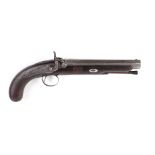 S58 15 bore Percussion travelling pistol, 8 ins octagonal fullstocked sighted barrel, wooden horn