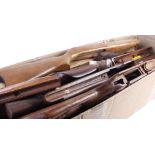 Box containing quantity of various rifle stocks, gun stocks, forends, etc