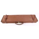 Canvas and leather shotgun or rifle case, red baize lined interior for 26 ins barrels, H.S.