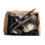 Box containing miscellaneous air pistol parts including springs, Webley Senior frame etc. Purchasers