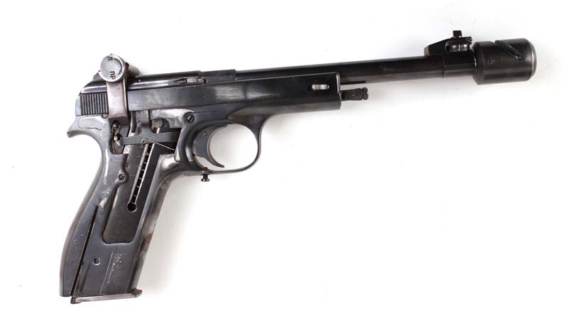 S5 .22 Vostock target pistol, cased with spare magazine, tools, parts, etc (one grip missing), no.