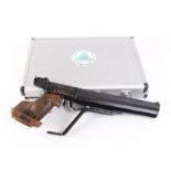 4.5mm Feinwerkbau Model 100 single stroke target air pistol, open sights, adjustable trigger, wood