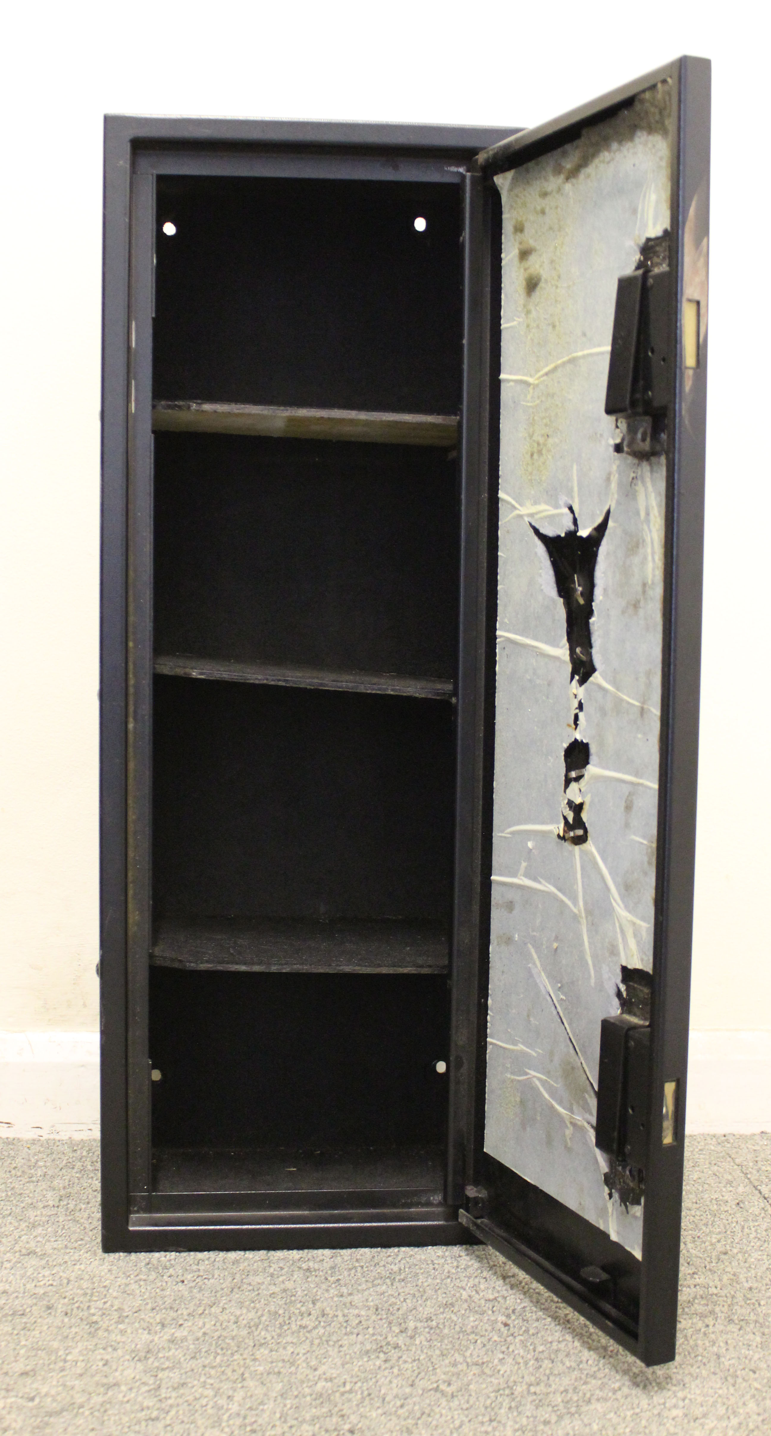 Steel security cabinet, h.32 ins x w.11¾ ins x d.8 ins (locks a/f) - Image 2 of 2