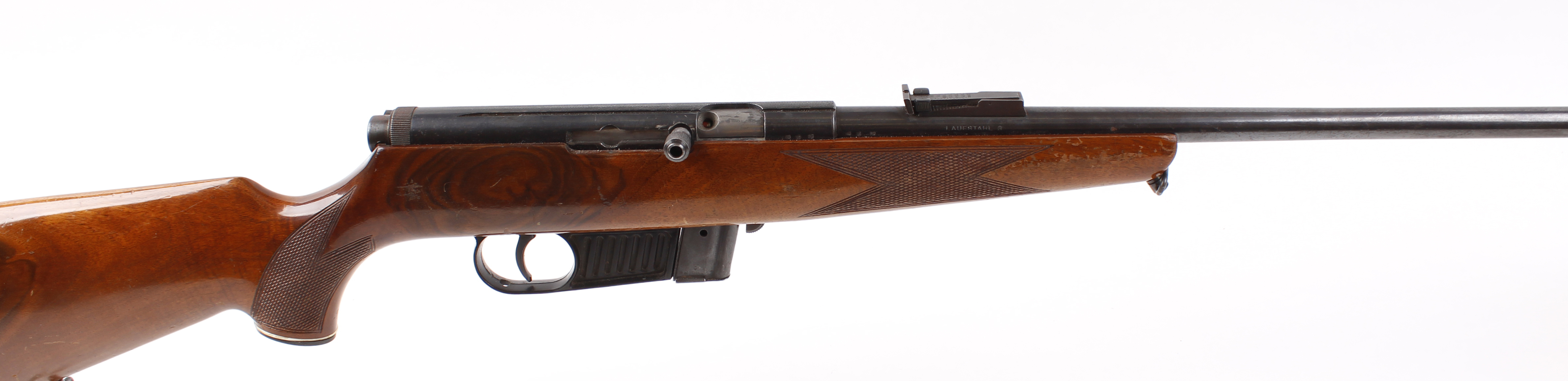 S1 .22 Voere (Austria) semi automatic rifle, 21 ins threaded barrel, 10 shot magazine, semi pistol