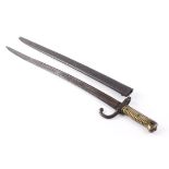 Chassepot bayonet, 22½ ins blade, drop quillon, brass grips,