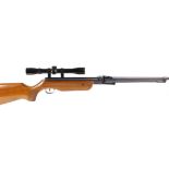 .22 Relum Tornado under lever air rifle, beech pistol grip stock with cheek piece, mounted 4 x 32