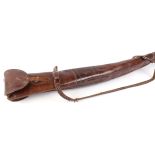Vintage leather double gun slip with plaited leather strap, max. internal length 46 ins