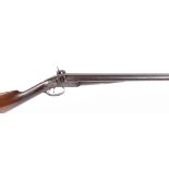 S58 18 bore Percussion double sporting gun, 30 ins barrels with platinum line inlay inscribed