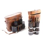 6 x Etabl 'AFSA' Paris binoculars in leather case, broad arrow markings, together with a pair