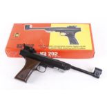 .177 IGI 202 air pistol in original box, target sights, brown plastic grips, no. 032397 Purchasers