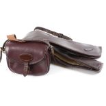 Purdey fleeced lined brown leather gun slip, max. internal length 48 ins, together with a leather