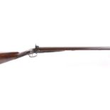 S58 12 bore Percussion double sporting gun by Westley Richards, 29½ ins brown damascus barrels,