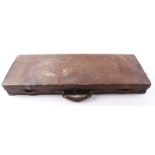 Leather double motor case for restoration, the base with brass corners, red baize lined interior for