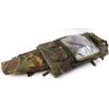 Padded camouflage jacket, approx. size M; camouflage range mat; range glove; camouflage WebTex rifle