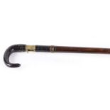 S5/S2 .410 French (St.Etienne proof) walking stick shotgun with black Buffalo horn handle, concealed