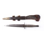 Fairbairn Sykes type fighting knife, 6½ ins double edged tapered blade,