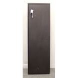 6 gun steel security cabinet with internal door mounted ammo compartment, h.51½ ins x w.16 ins x d.8