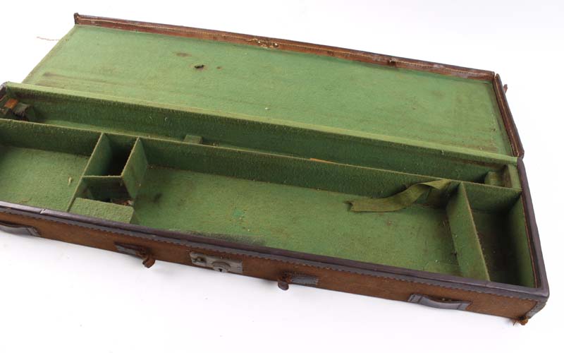 Canvas and leather gun case, stamped H.G.D, fitted interior for up to 27 ins barrels (a/f); canvas - Image 4 of 4