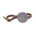 WWI Special Constable (Berkshire Police) 'M13' white metal arm band with leather straps