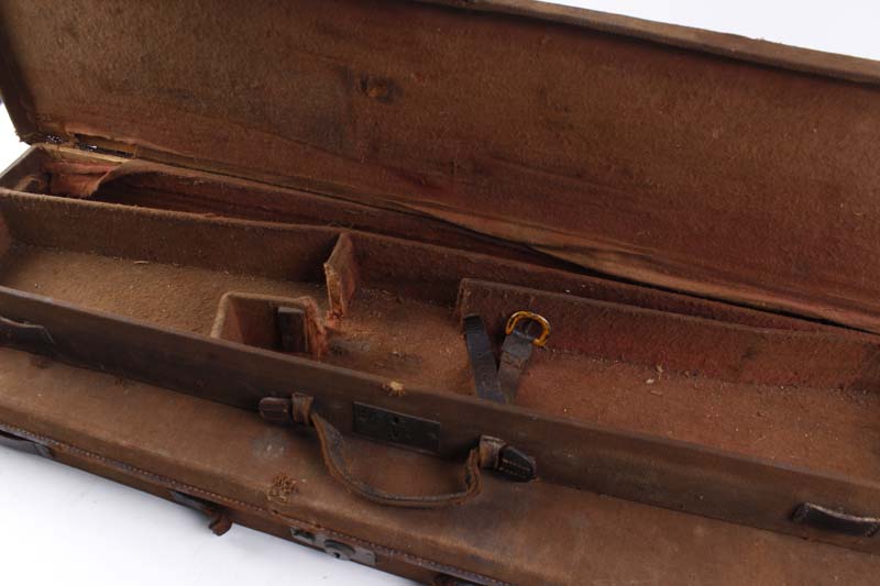 Canvas and leather gun case, stamped H.G.D, fitted interior for up to 27 ins barrels (a/f); canvas - Image 3 of 4