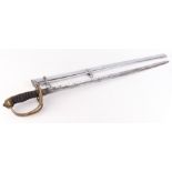 British 1845 Pattern Infantry Officer's sword, 33 ins single edged fullered blade with etched