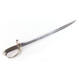British 1821 Pattern Cavalry sabre, 30½ ins slightly curved single edged fullered blade, polished