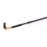 (S2/5) .410 English walking stick shotgun, with coach stitched leather cover, brass ferrule and