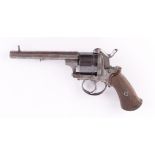 (S58) 9mm Belgian pinfire double action revolver, 4¾ ins octagonal barrel, plain steel frame and 6