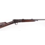 (S1) .22 Winchester Model 1903 semi automatic rifle, 19½ ins barrel with fitted scope blocks, tube