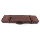 Brown leather gun case stamped H. Gonne, red baize lined fitted interior for 30 ins barrels, 142 New