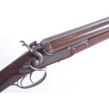 (S2) 12 bore double hammer gun by T Horsley, 28 ins brown damascus barrels inscribed Thomas