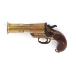 (S1) 1 ins Webley & Scott brass flare pistol, wood grips, steel lanyard ring, no. 105266 [Purchasers