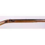 (S2) The barrel and stock of a .45 (smooth) Italian percussion gun, 35 ins sighted octagonal barrel,