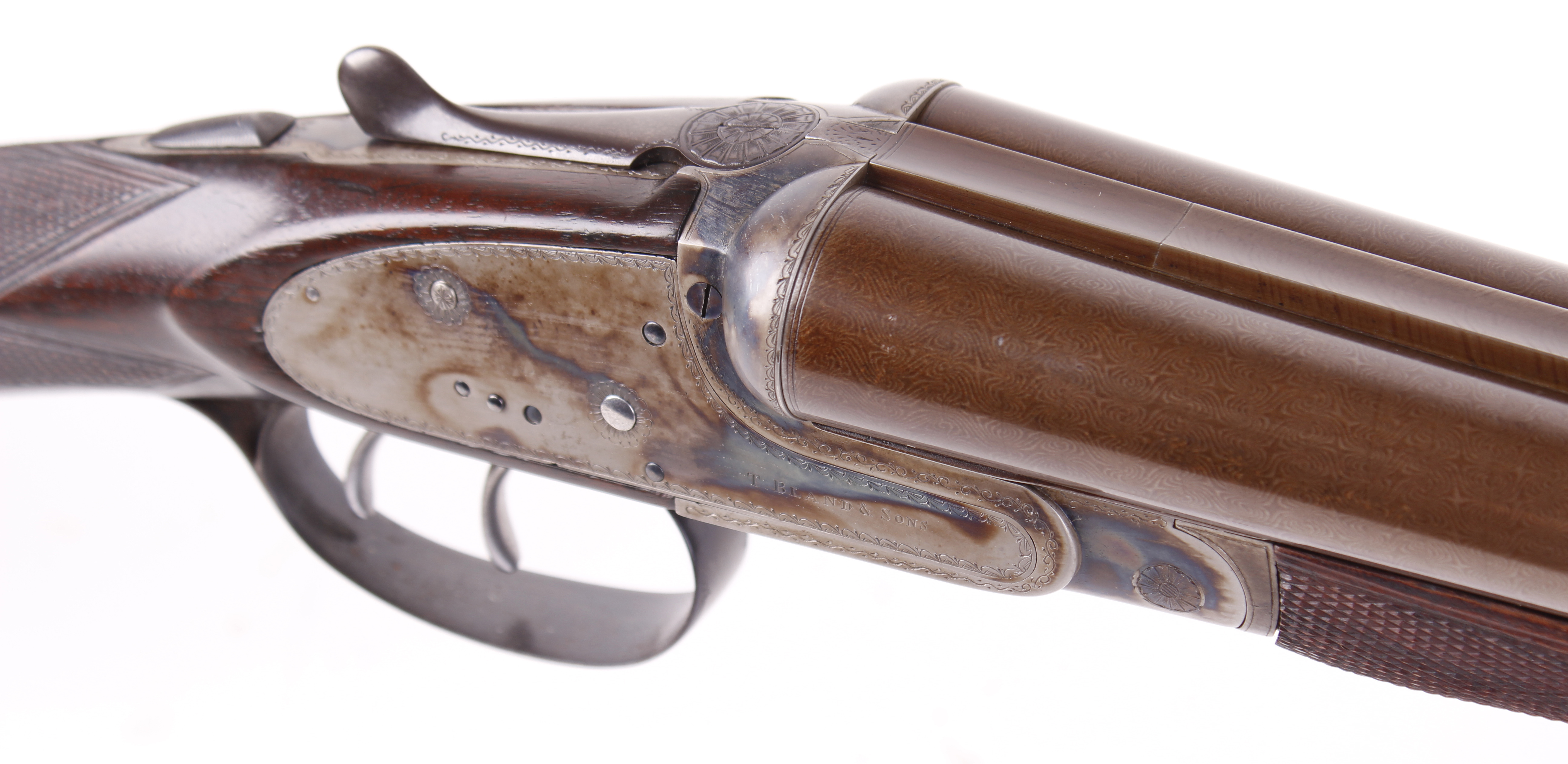 (S2) 12 bore sidelock ejector by Thomas Bland & Sons, 28 ins brown damascus barrels (recent nitro - Image 3 of 7