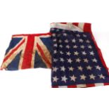 Two allied flags: Union flag, 36 ins x 18½ ins; United States flag, 68 ins x 36 ins