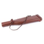 Red leather leg o' mutton gun case for up to 30 ins barrels