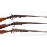 (S2) Three .410 Belgian double semi hammer guns, 27½ - 28½ ins barrels, folding side lever actions -