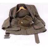 County Clothing Co. green tweed shooting suit comprising jacket and breeks, approx. size L, with