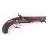 (S58) 16 bore Percussion overcoat pistol by W. Parker c.1828, the 6 ins fullstocked barrel inscribed