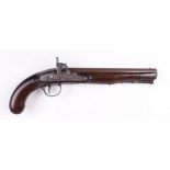 (S58) 18 bore English percussion (former flintlock) Officers pistol, 9 ins full stocked octagonal