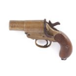 (S1) 1 ins Flare pistol by Webley & Scott, brass barrel and frame with ordnance stamps, wood grips