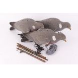 Three pigeon pecking decoys