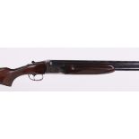 (S2) 12 bore AYA over and under, ejector, 28 ins barrels, ¾ & ½, file cut ventilated rib, 76mm