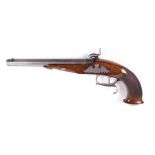 (S1) .44 Pedersoli percussion black powder pistol, 9 ins stainless steel octagonal half stocked