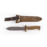 C. E. Heinke & Co. diver's knife c.1930, 6 ins part serrated steel blade, forged brass grip