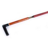 (S58) 7mm(cf) Walking stick shotgun with stepped malacca cane shaft, white metal collar stamped D R,