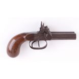 (S58) 50 bore Continental double percussion pistol, 2½ ins damascus barrels, engraved boxlock