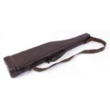 Brown leather leg o' mutton gun case stamped R.V., for up to 30 ins barrels