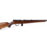 (S1) .22 Tyrol Sportwaffen semi automatic rifle, 23 ins threaded barrel, hooded blade foresight,